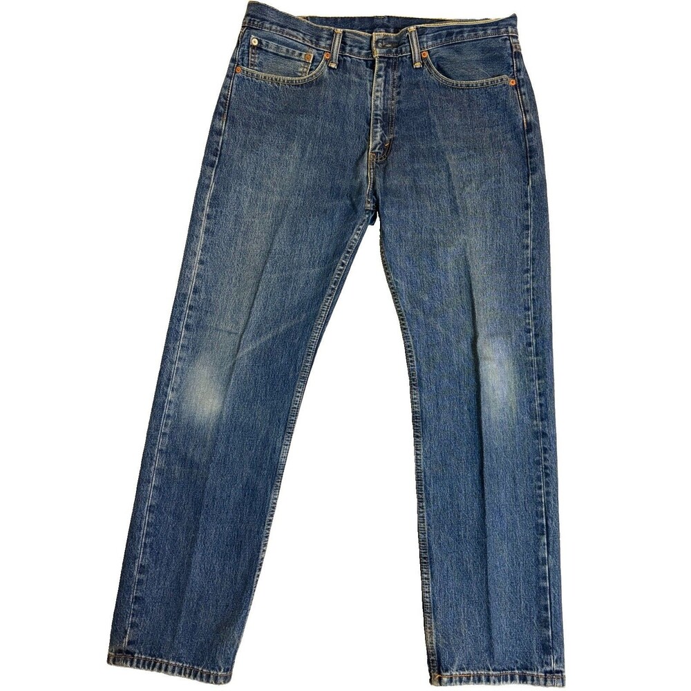 Levi's 505 Regular Fit Jeans Mens Size 36x32 Blue Straight Leg Denim 100% Cotton